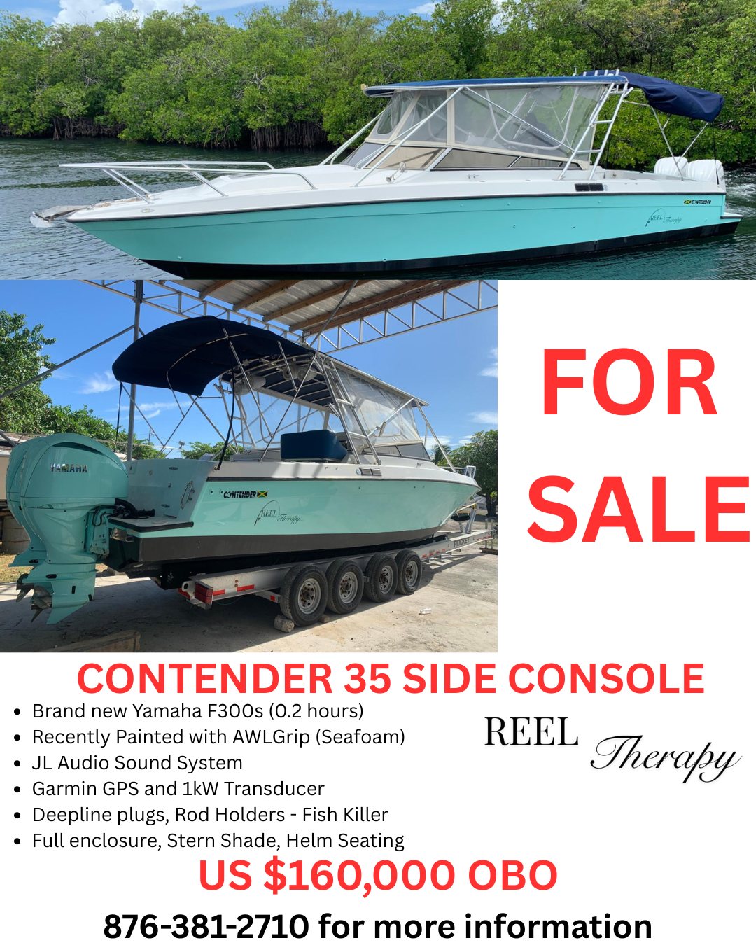 Contender 35 Side Console — Reel Therapy — For Sale